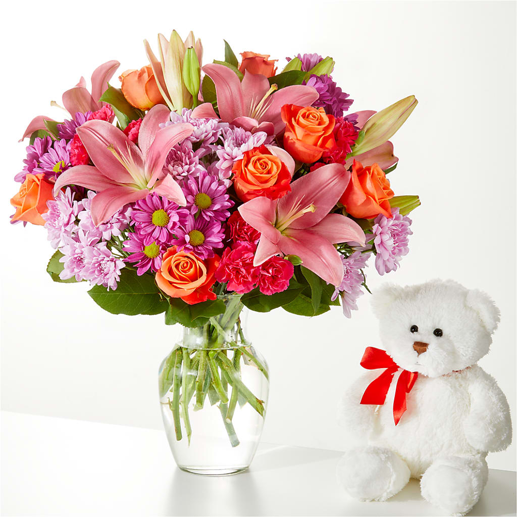 One and Only Bouquet and Bear Bundle – Upscale Flowers, Clayton NJ