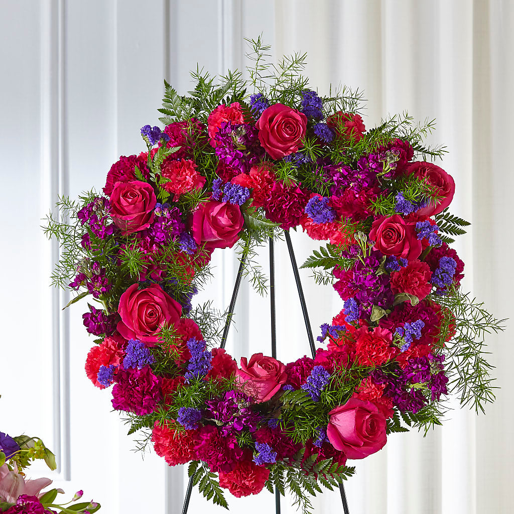 Calming Colors Wreath – Upscale Flowers, Clayton NJ