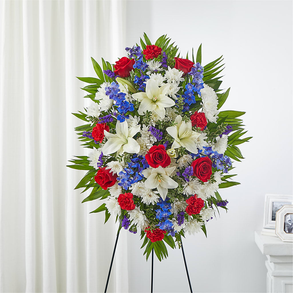 Cherished Service Standing Spray – Upscale Flowers, Clayton NJ