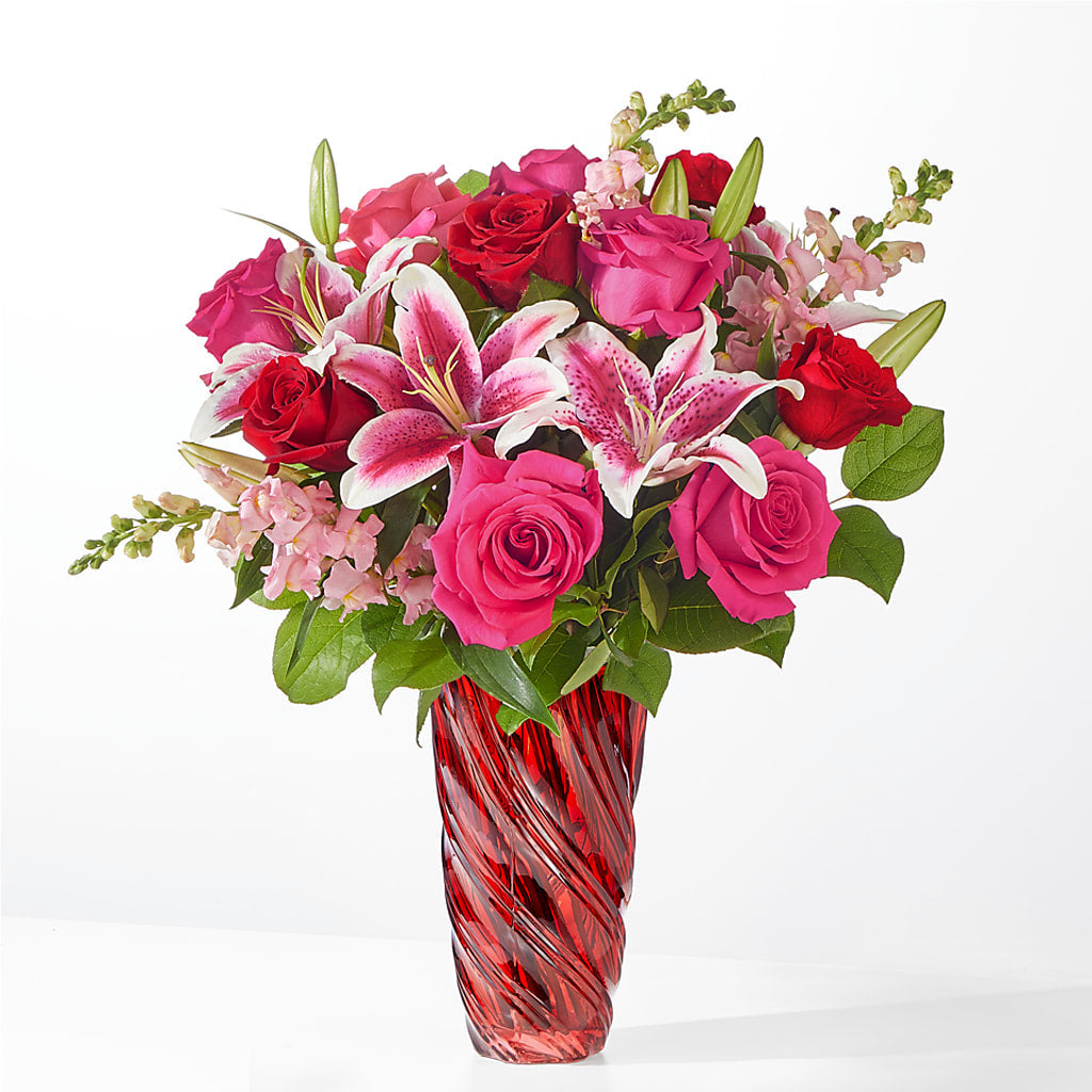 Always You Bouquet with Luxe Swirl Vase – Upscale Flowers, Clayton NJ