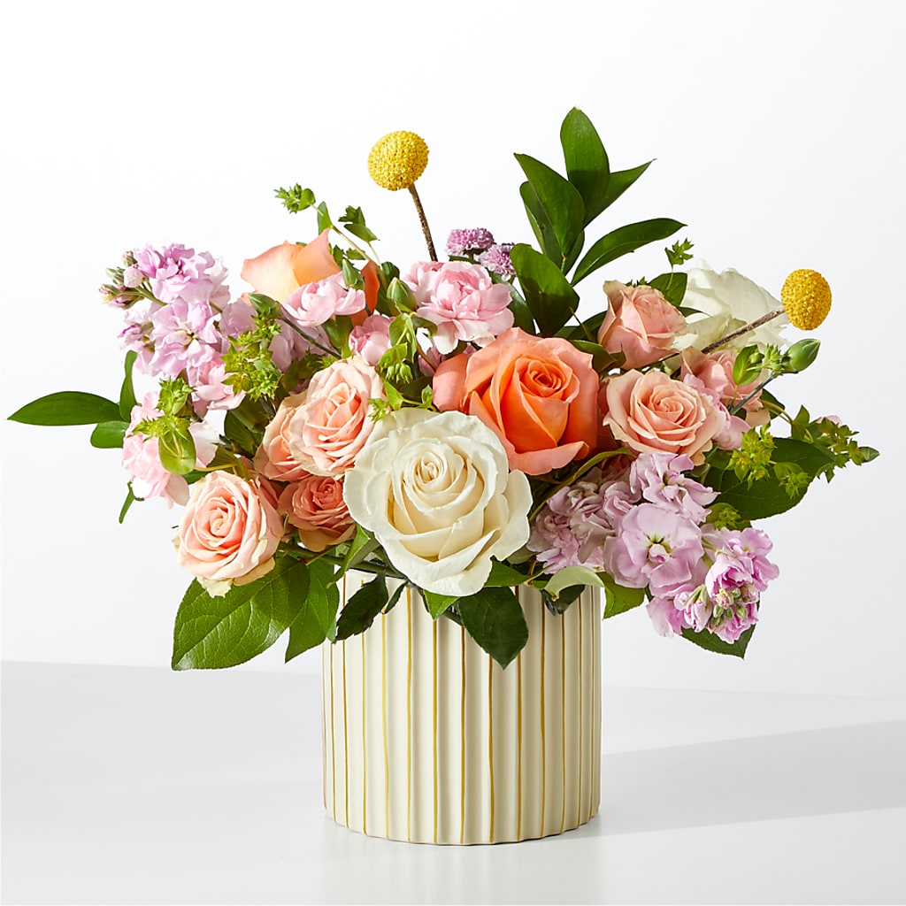 French Market Bouquet with Ivory Vase – Upscale Flowers, Clayton NJ