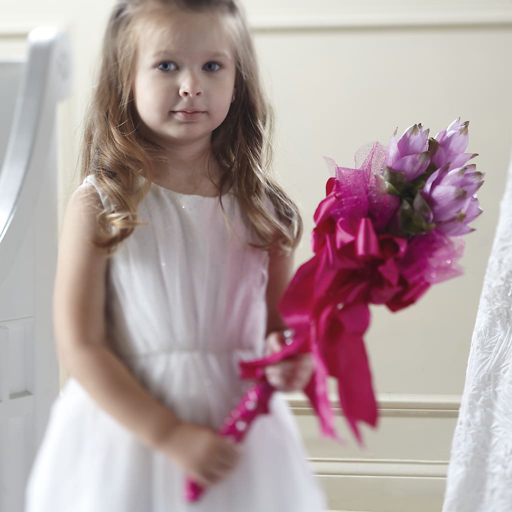 Sparkle Pink Flower Girl Bouquet – Upscale Flowers, Clayton NJ