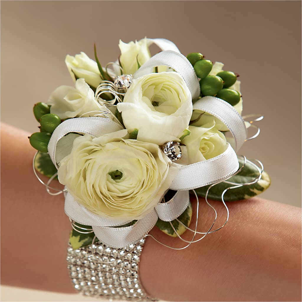 White Wedding Corsage – Upscale Flowers, Clayton NJ