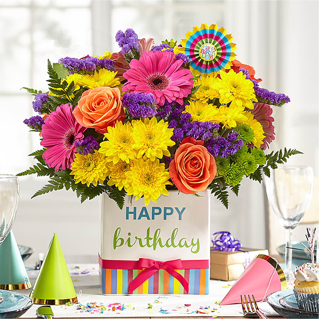 Birthday Brights Bouquet –  Upscale Flowers, Clayton NJ