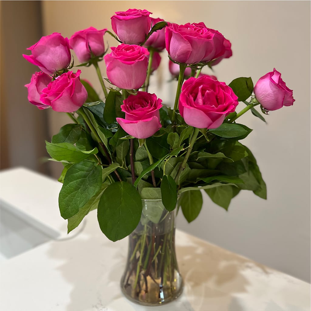 Long Stem Pink Rose Bouquet –  Upscale Flowers, Clayton NJ