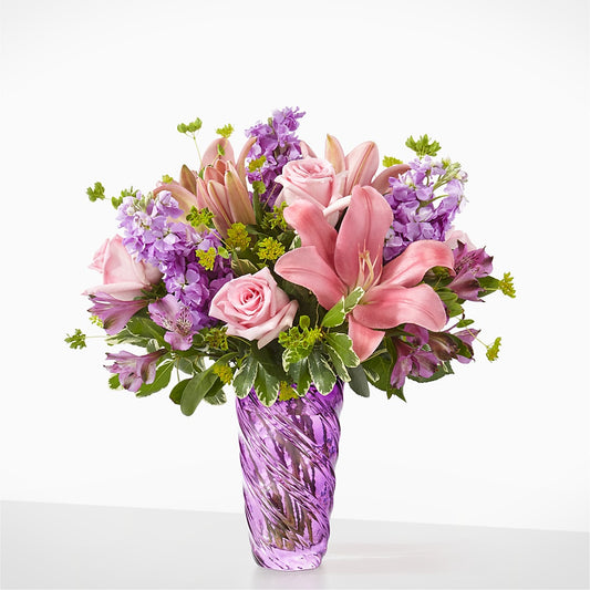 Precious Petals Bouquet with Luxe Swirl Vase –  Upscale Flowers, Clayton NJ