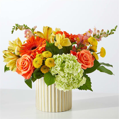 Autumn Sunshine Bouquet with Ivory Vase –  Upscale Flowers, Clayton NJ