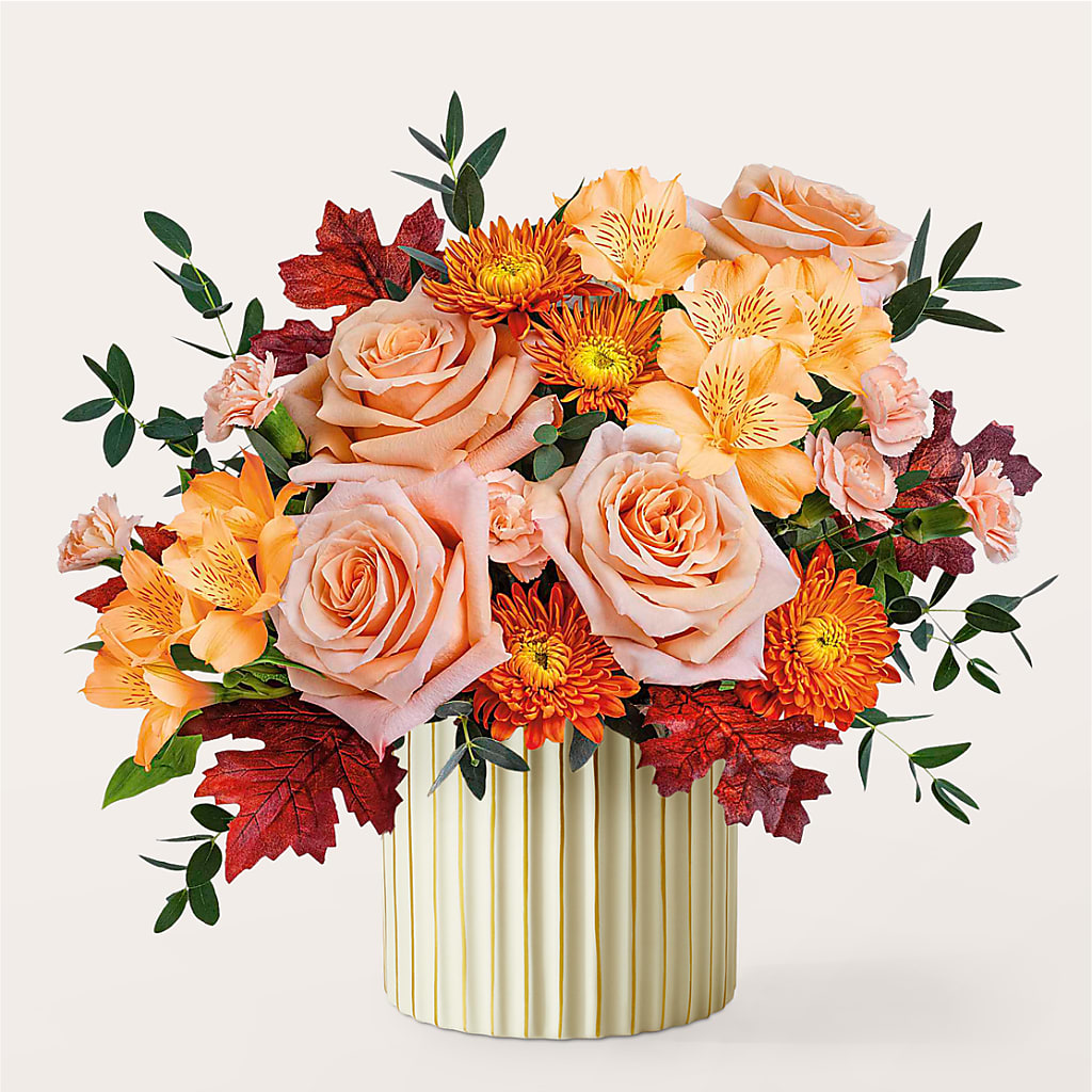 Spiced Latte Bouquet with Ivory Vase –  Upscale Flowers, Clayton NJ