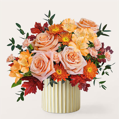 Spiced Latte Bouquet with Ivory Vase –  Upscale Flowers, Clayton NJ