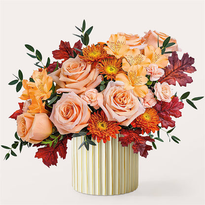 Spiced Latte Bouquet with Ivory Vase –  Upscale Flowers, Clayton NJ