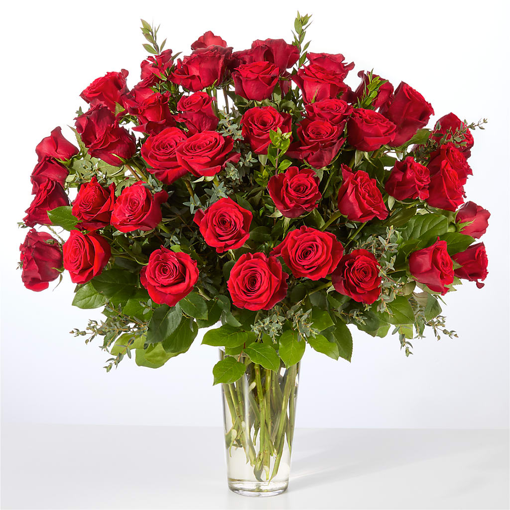 Forever Yours Fifty Stem Red Rose Bouquet –  Upscale Flowers, Clayton NJ