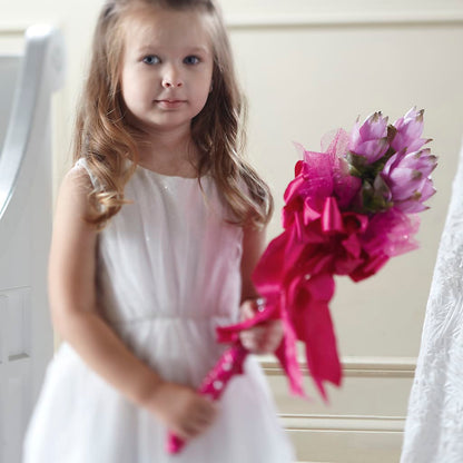 Sparkle Pink Flower Girl Bouquet –  Upscale Flowers, Clayton NJ